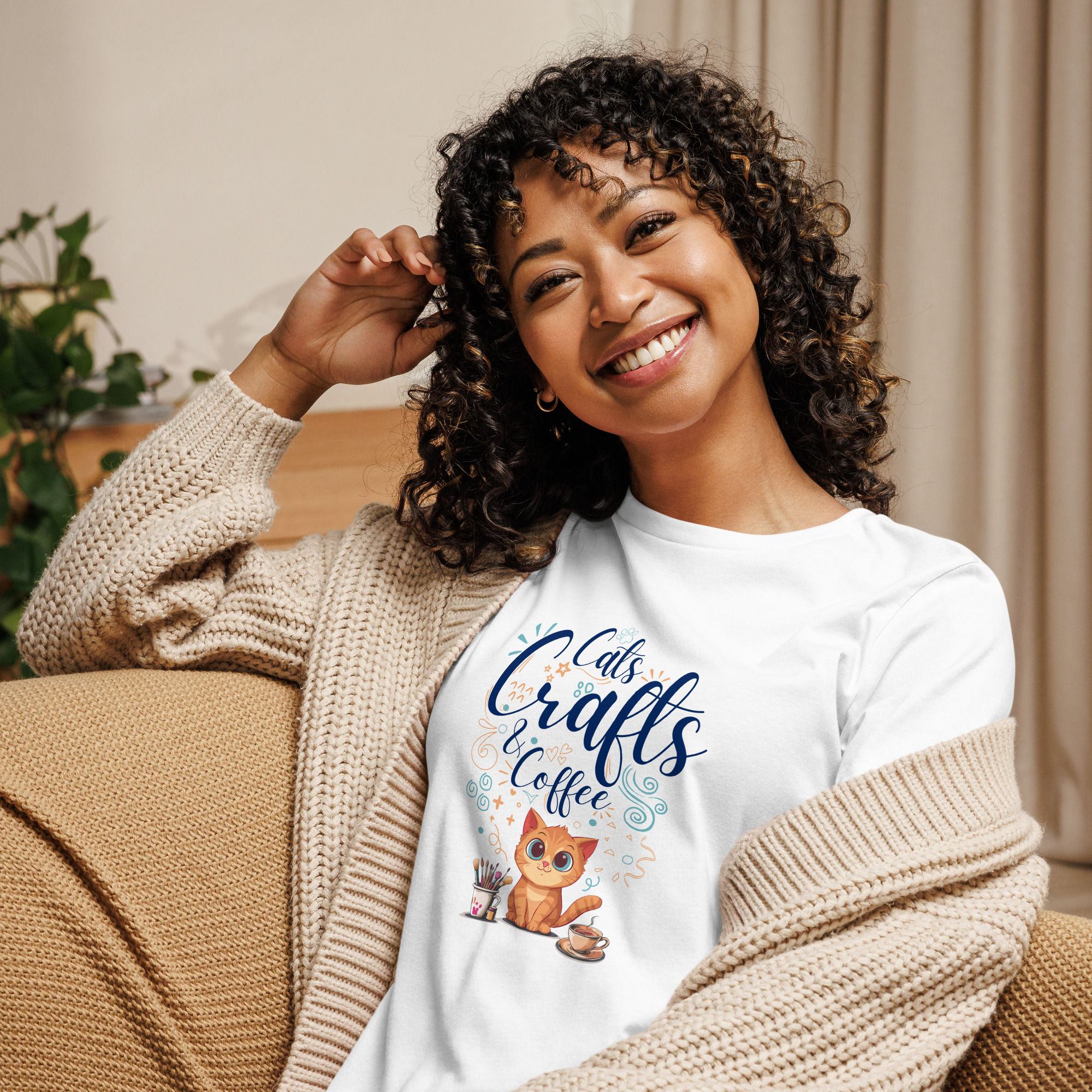 Cats, Crafts, and Coffee - Women's Relaxed T-Shirt