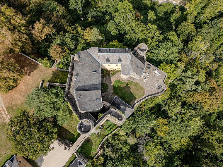 Aerial view of a 200-hectare private château estate in Luxembourg’s Valley of the 7 Castles