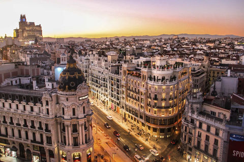 Top view of Madrid city centre in Spain.