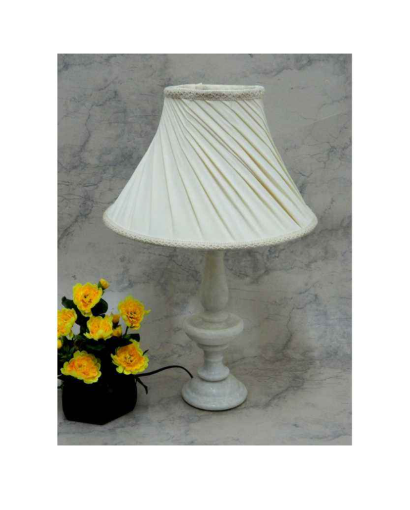 Tucasa Elegant White Marble Table Lamp with Off White Shade, LG-798