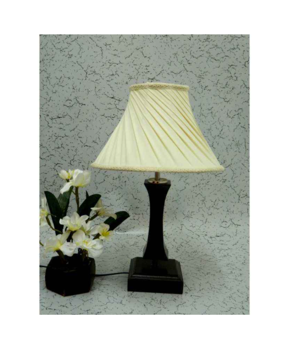 Tucasa Flamingo Wooden Table Lamp, Off White Pleated Shade, LG-1098