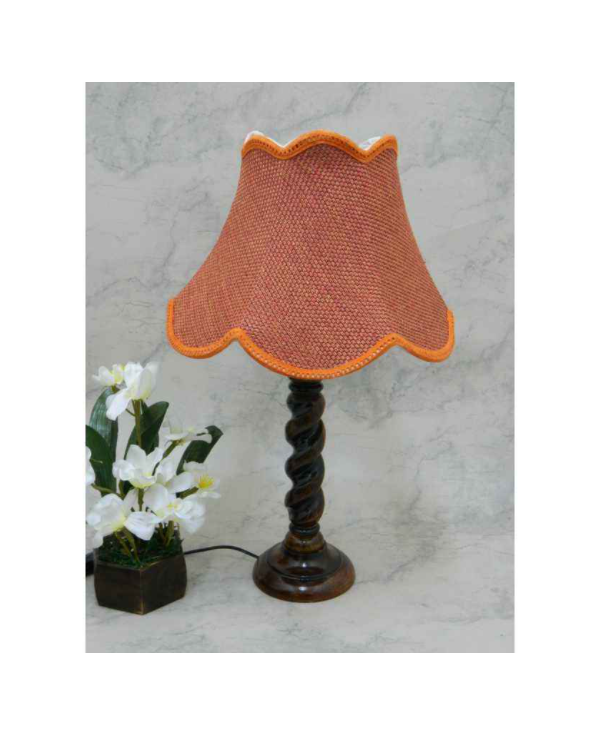 Tucasa Elegant Wooden Table Lamp with Red Jute Shade, LG-804