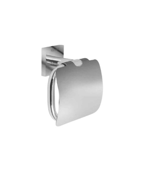Kerovit Silver Chrome Finish Square Range Toilet Paper Holder with Flap, KA99000