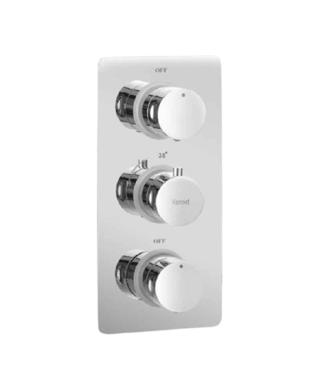 Kerovit Silver Chrome Finish Concealed Hi-Flow Thermostatic Bath & Shower Mixer,