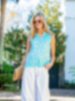 327K -L02K SL Harper Top Caribbean Blue Sea Shells