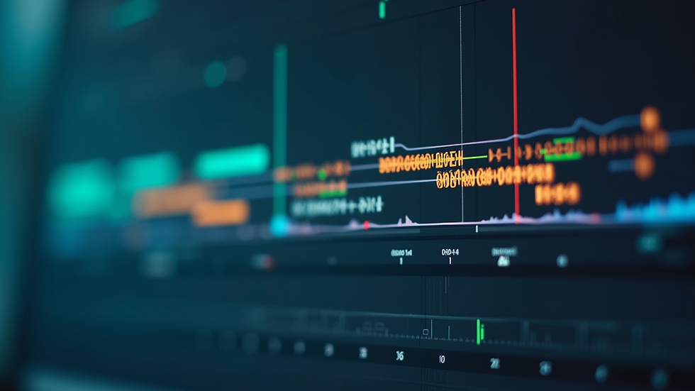 Close-up view of a video editing timeline on a computer screen
