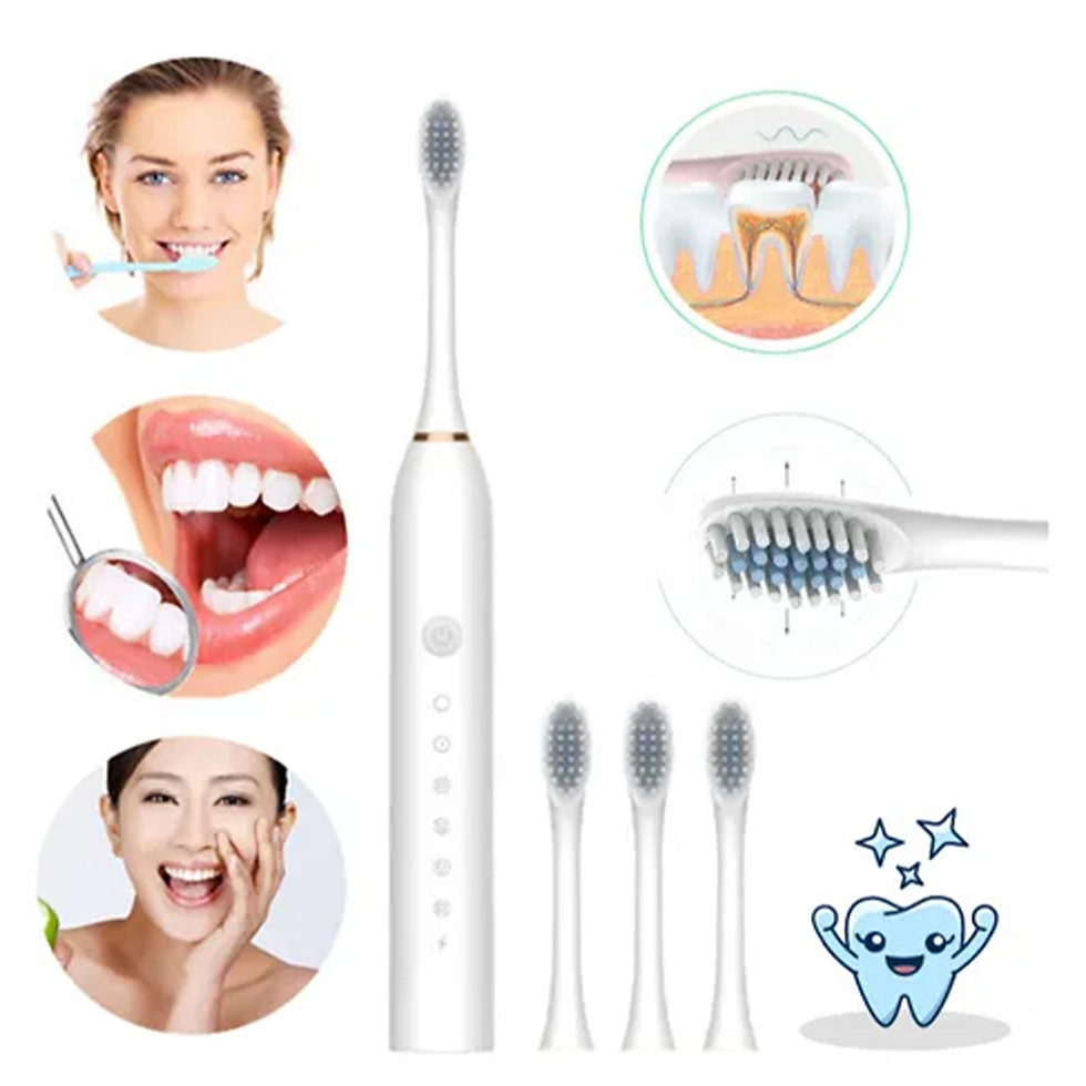 Thumbnail: Ultrasonic Smart Electric Brush Kit IPX7 4 Heads Light and Silent for Daily Use 