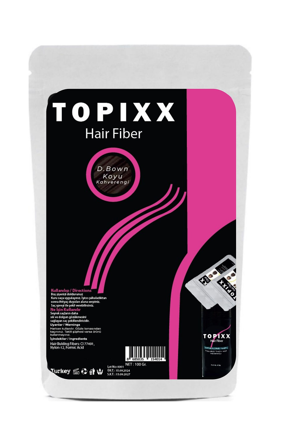Küçük resim: Topixx 100 Gr. Saç Tozu Hair Fiber Topik Dolum Poşeti 4 Renk Seçeneği