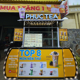 Xe đẩy nhượng quyền Phúc Tea thực tế tại Bình Chánh