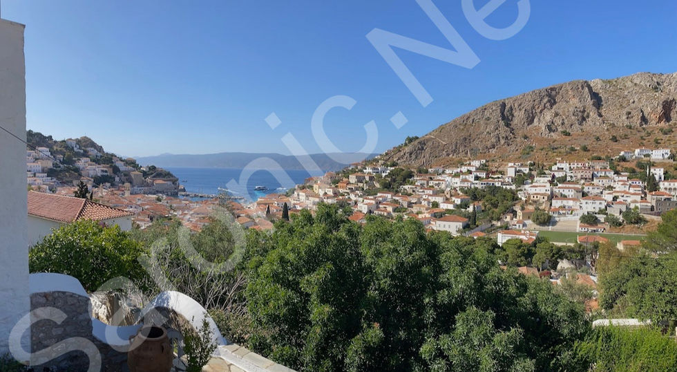 well maintained, stone built, 3 bedroom hydra house for sale with a stunning view of hydra town and harbour
