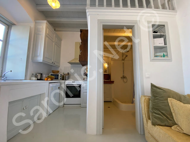 From the living space is the doorway to a sizable shower room.