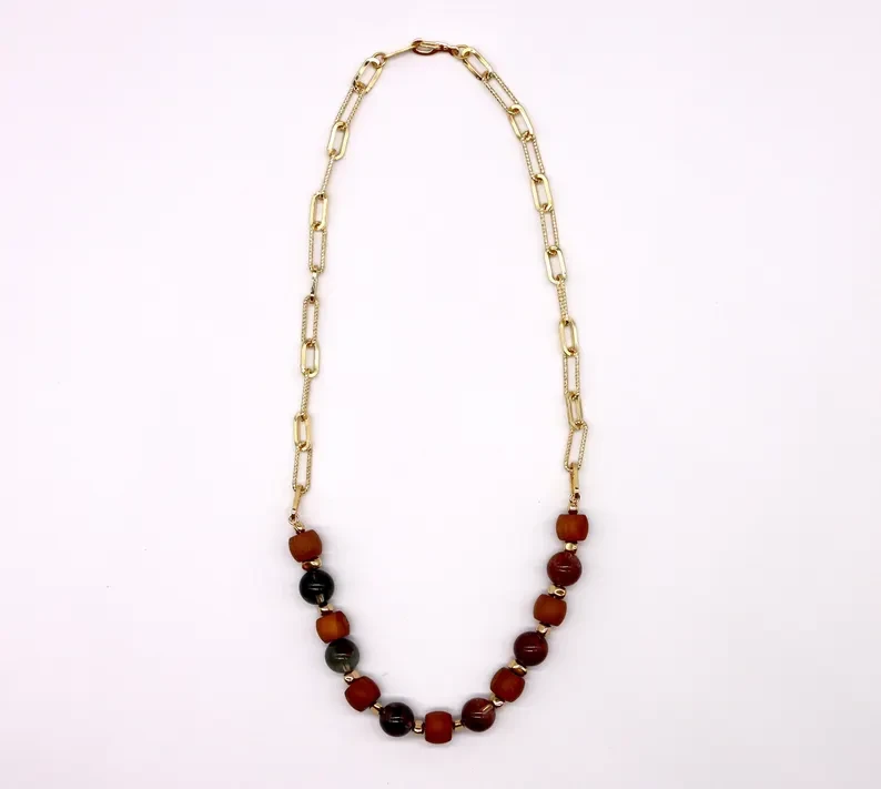 Thumbnail: Genuine Phantom Quartz• 14K Gold plated Paperclip chain Necklace