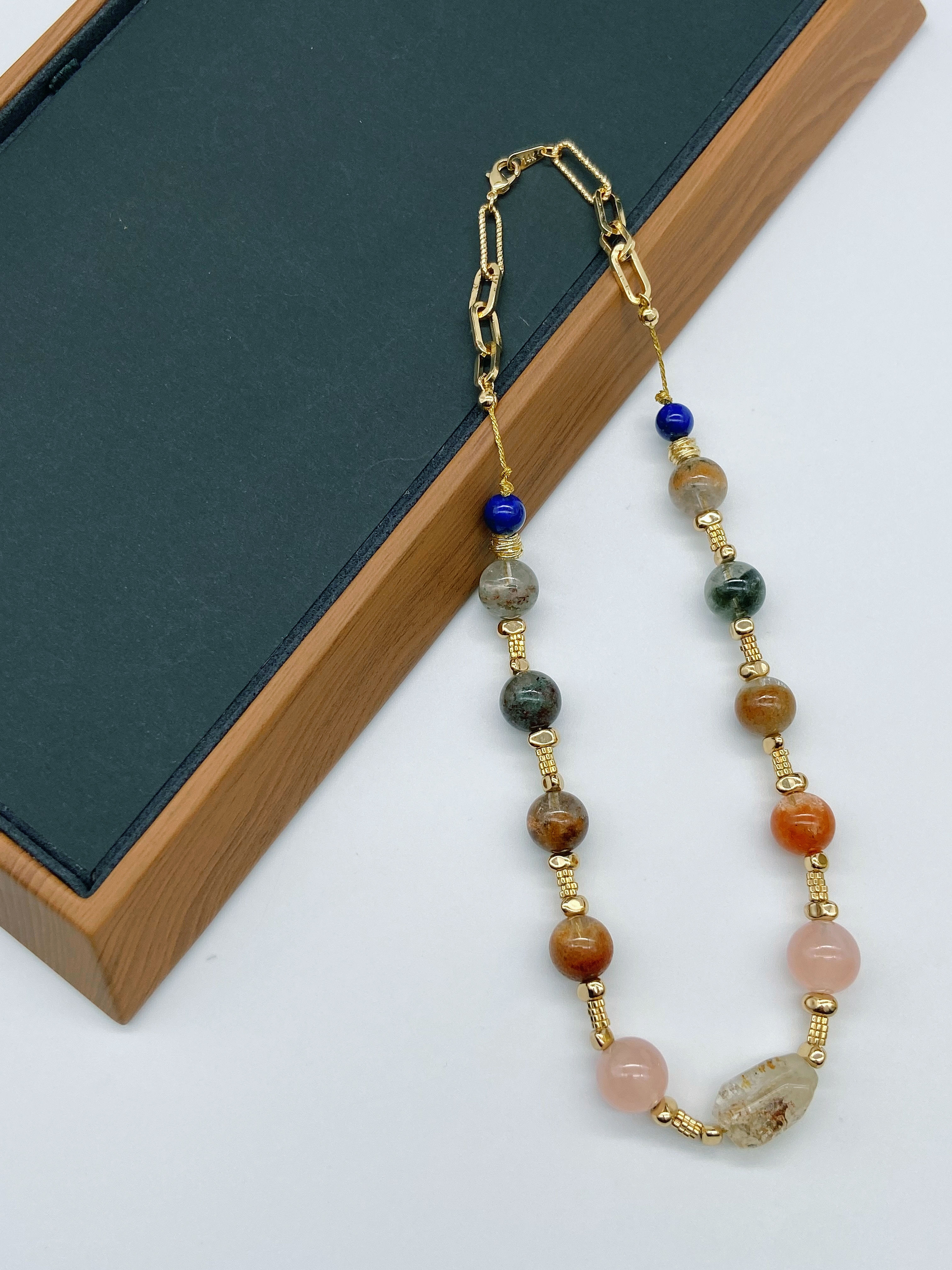 Natural phantom crystal necklace