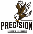 Precision Concrete and Construction logo. Eagle swooping down and grabbing the "I" with it's talons.