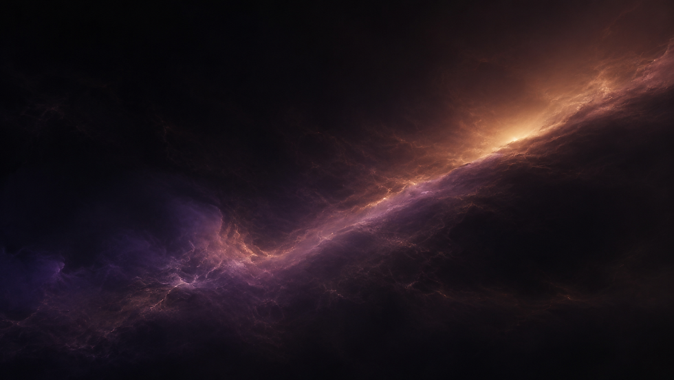 A faint luminous corridor emerging through a vast dark cosmic field, suggesting quiet movement taking shape before it becomes visible.