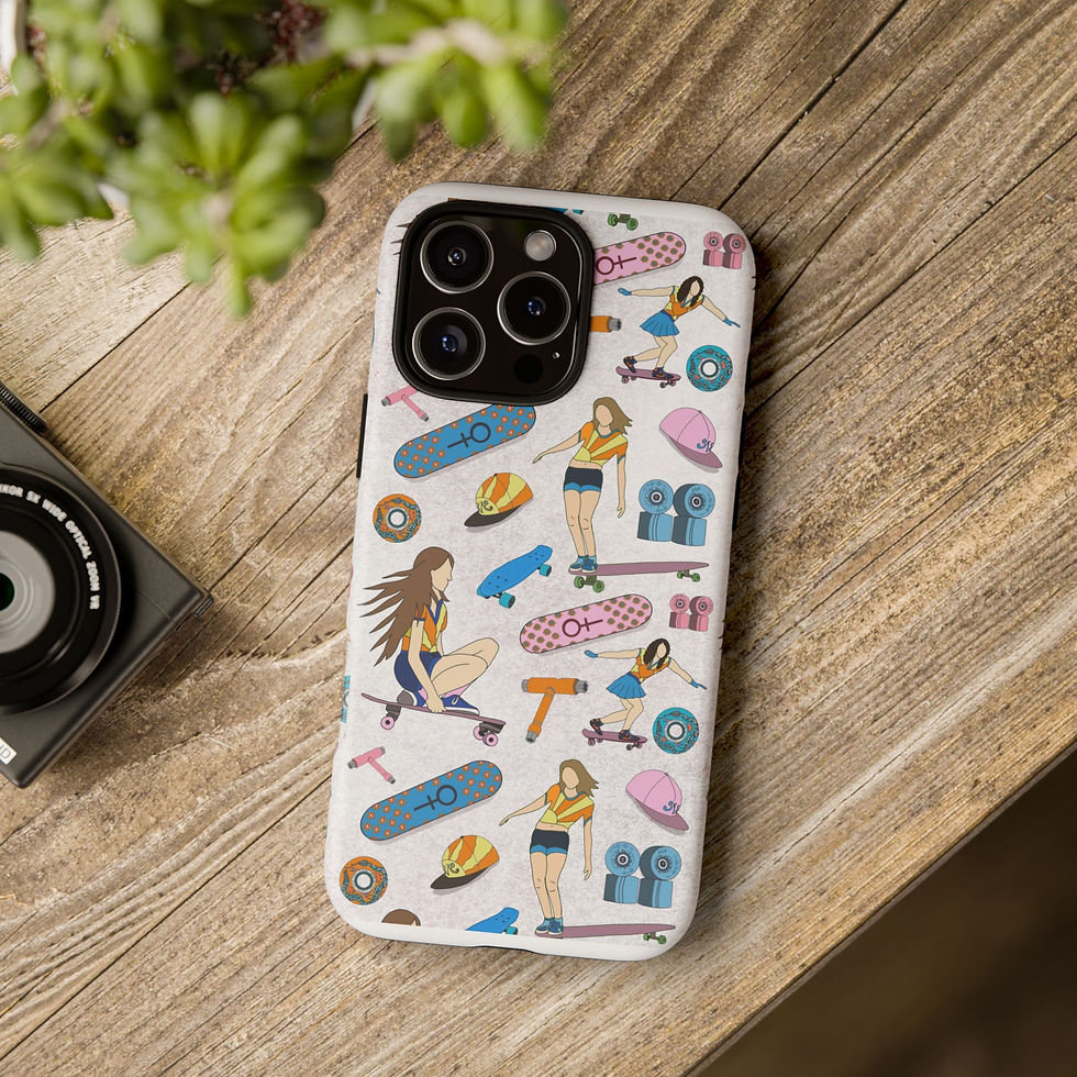 Thumbnail: Skater Girl Phone Case — Cute Pastel Skateboard Pattern