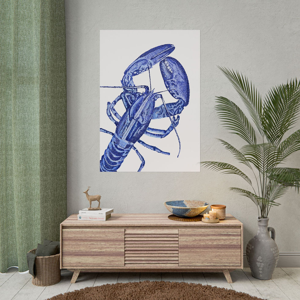 Thumbnail: Blue Lobster Illustration Poster — By Kerri Designs