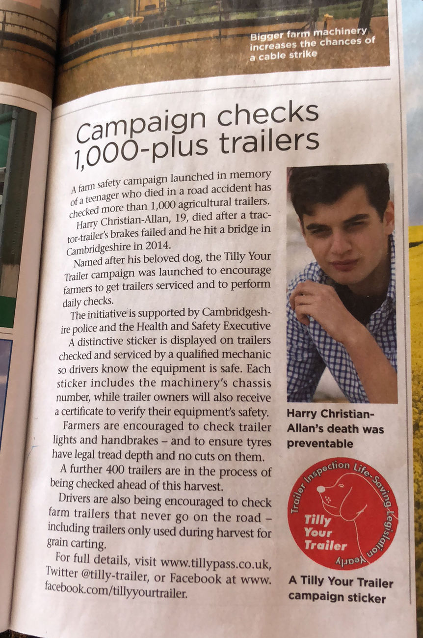 Looks like we’re in the Farmers weekly again today Farm Saftey taking Tilly Campaign.