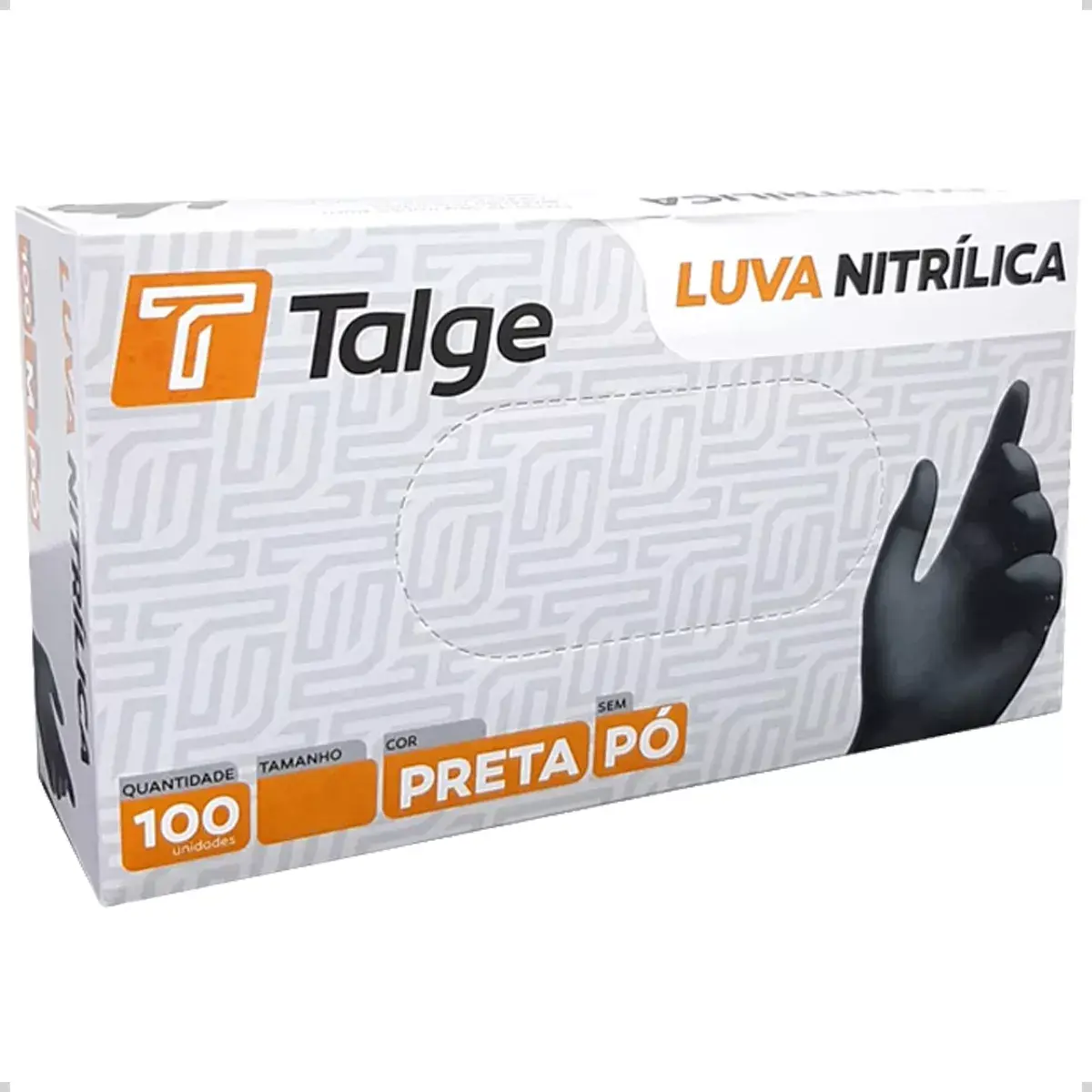 LUVA NITRILICA - TALGE - PRETA - S/ PÓ - 100 Un -  M - 11574