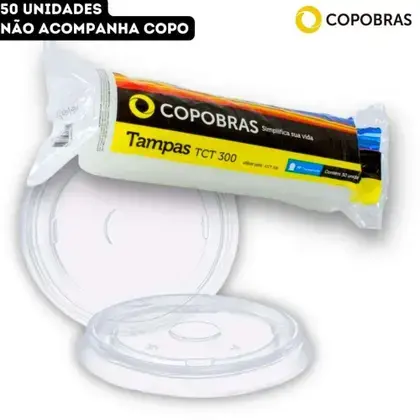 TAMPA PLASTICA P/ COPOS DESCARTAVEL DE  ISOPOR - 300 mL - COPOBRAS - 5507