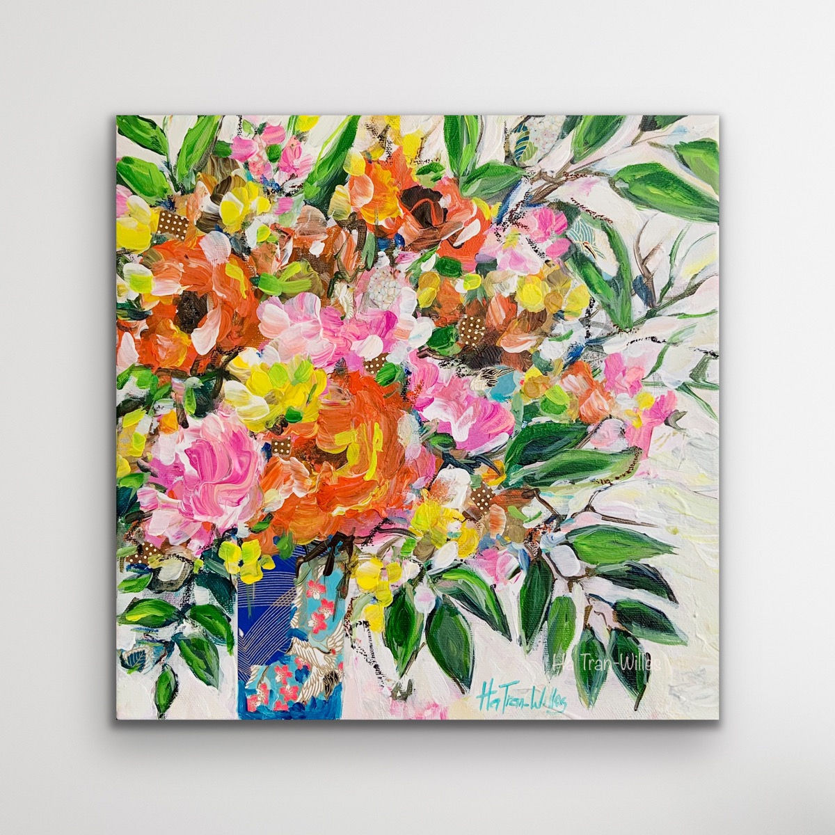 Flowers in Vintage Vase 3 ( 12”x12”)