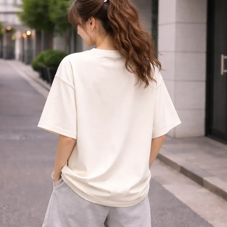 Back view of oversize tshirt styled