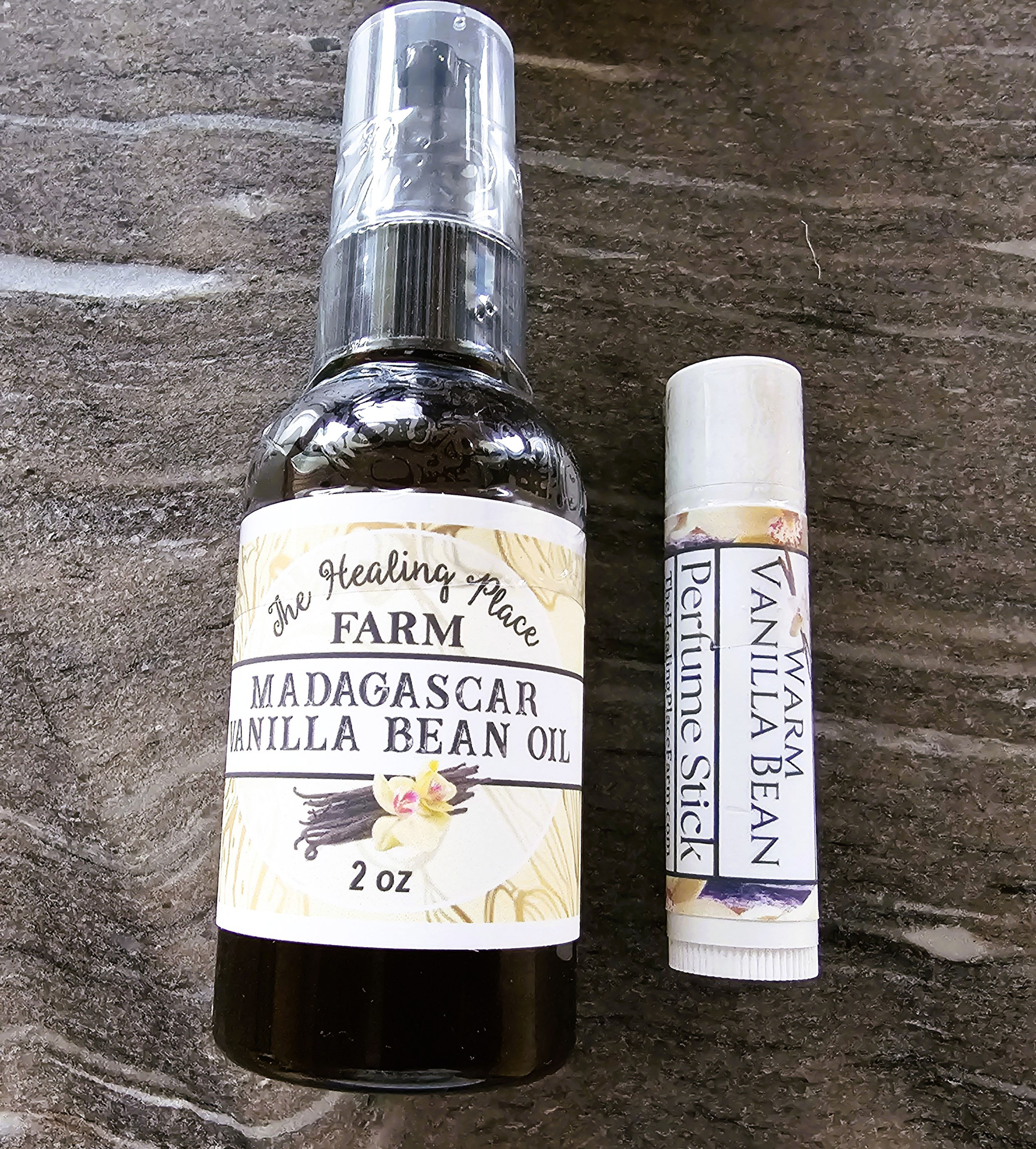Madagascar Vanilla Bean Oil with Warm Vanilla Bean Perfume Stick Set