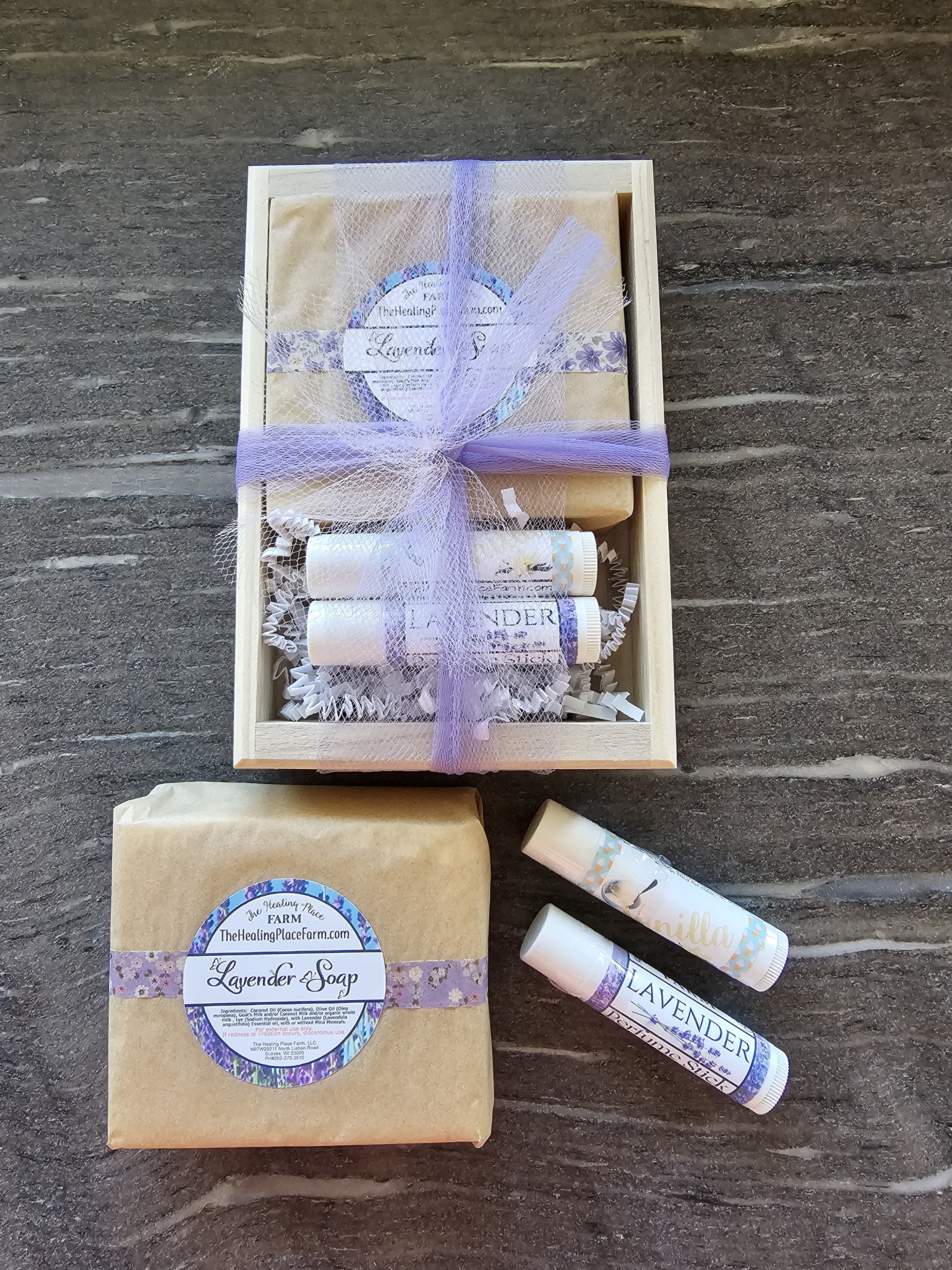 Lavender & Vanilla Gift Set — Soap, Perfume, and Lip Balm