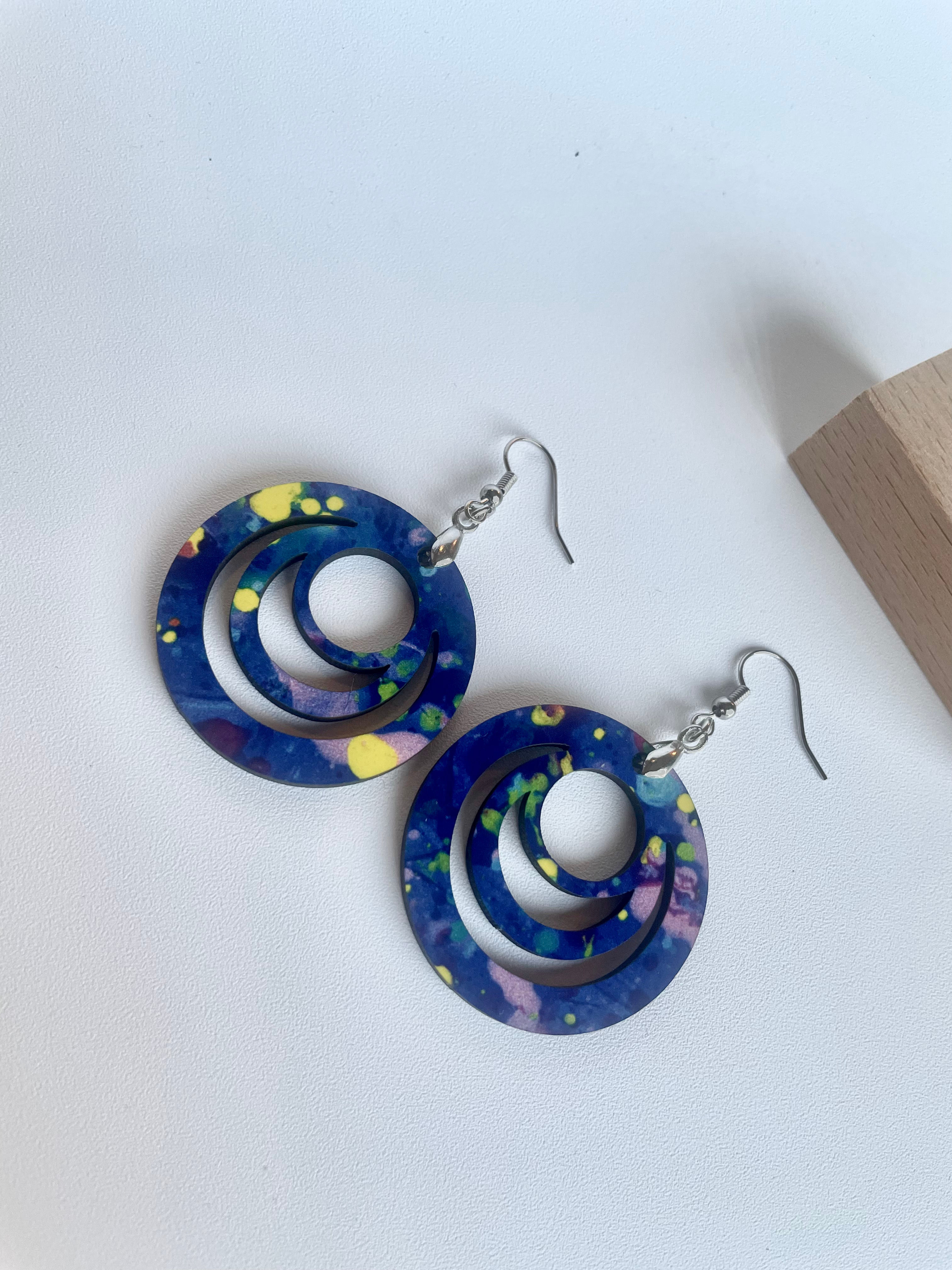 Wood Dangle Earrings With Wire Hook