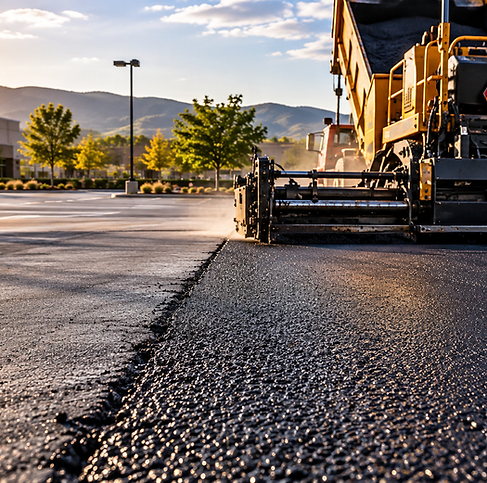 Golden Hour Asphalt Paving with Mountain Backdrop.png