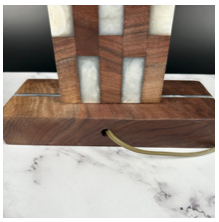 Thumbnail: Ladder to the Light Walnut and White Pearl Resin Lamp