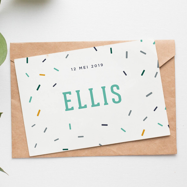 Speels geboortekaartje voor Ellis