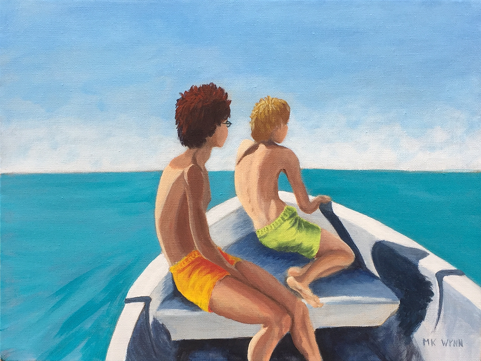 Boys, facing horizon