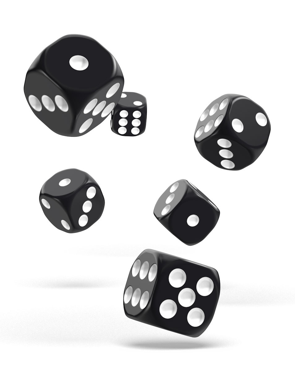 Oakie Doakie Dice - W6-Würfel (16mm/standard) - Einzeln oder 12er Set - Black