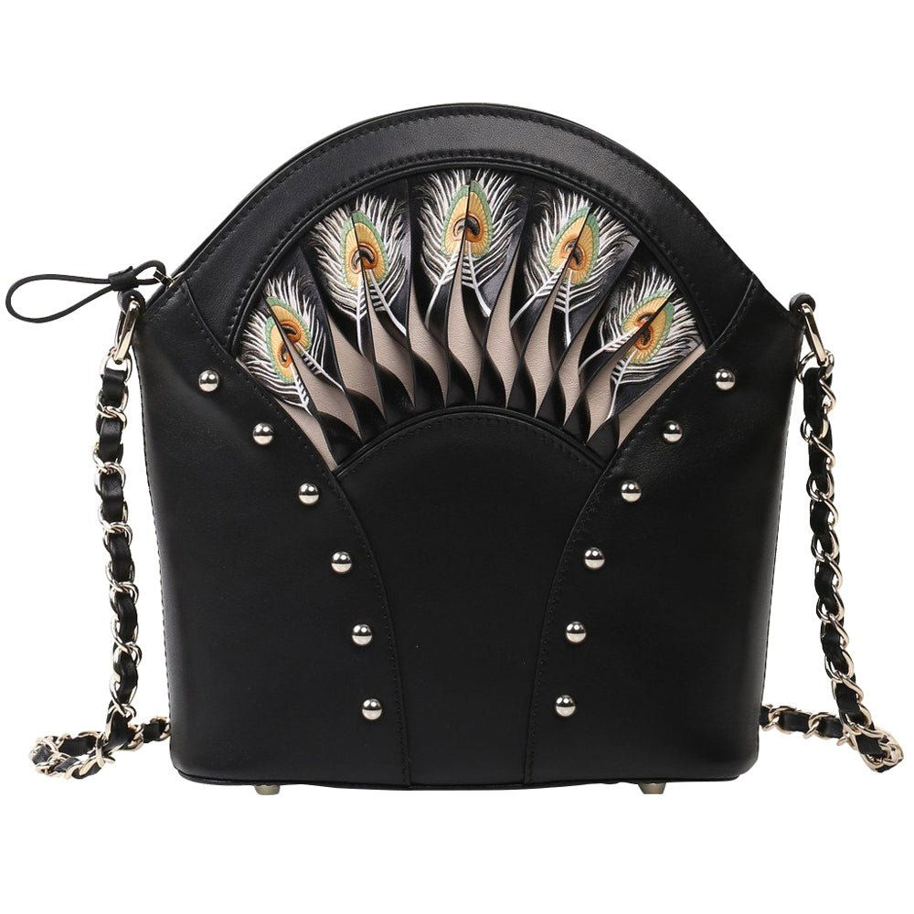 The Noir Peacock Leather Shoulder Bag