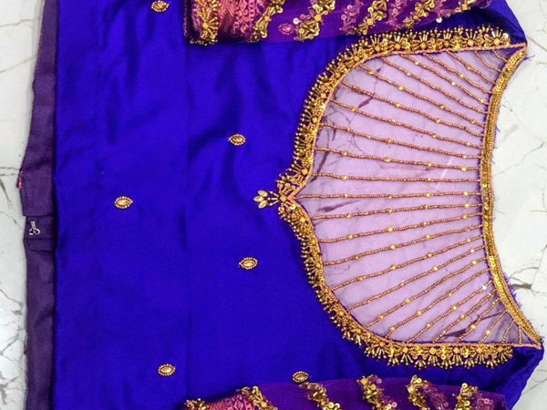 Embroidered Silk Saree Blouse