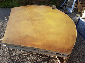 Top of staging painted and ready for sides