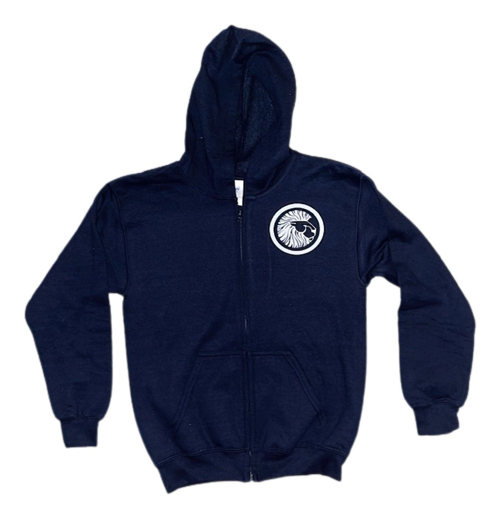 Lloyd Harbor School Navy Zip Glitter Hoodie
