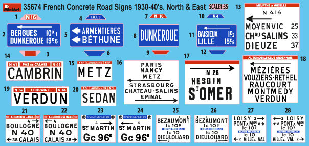 Thumbnail: MINIART 1/35 FRENCH CONCRETE ROAD SIGNS NORTH EAST