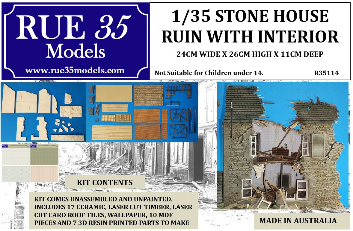 1/35 STONE HOUSE RUIN WITH INTERIOR