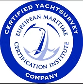 Logo displaying the Full Certified Yachtsurveyor credential from the European Maritime Certification Institute.