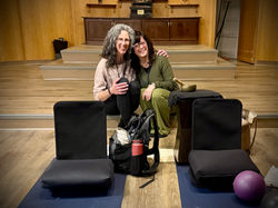 Bobbie Ellis and Karin Weinstein leading somatic yoga on retreat at Kripalu Center for Yoga & Health