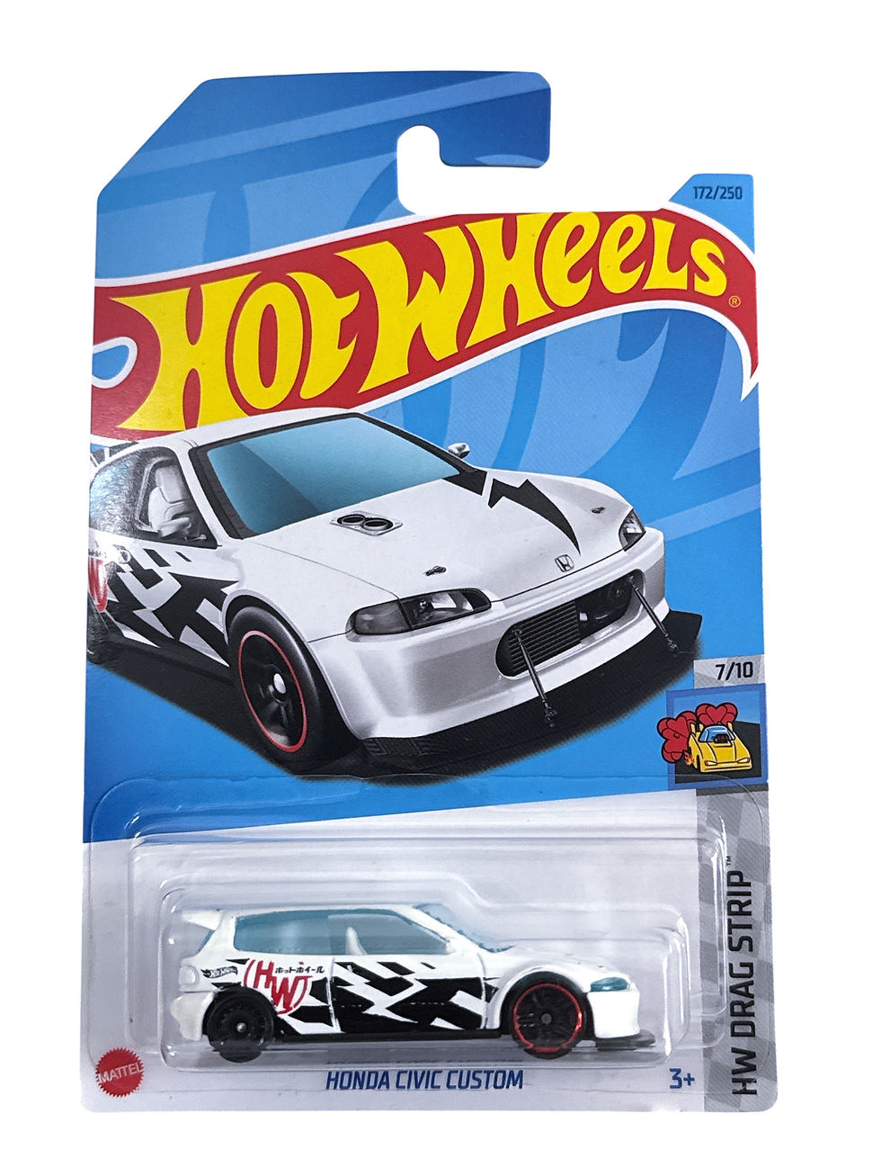 Hot Wheels Honda Civic Custom HW Drag Strip #7/10 White Diecast 1:64 Scale New
