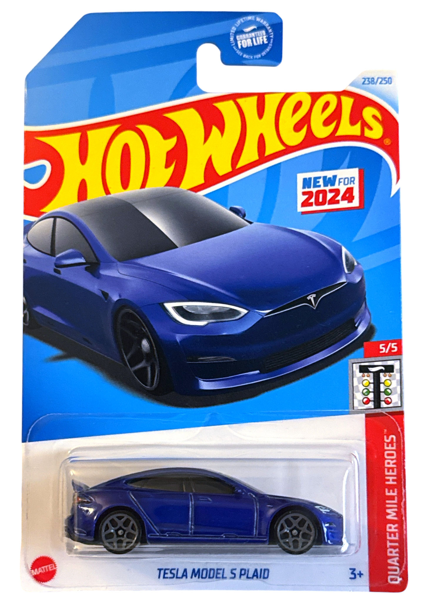 Hot Wheels Quarter Mile Heroes 5/5 Tesla Model S Plaid 238/250 New For 2024 Blue
