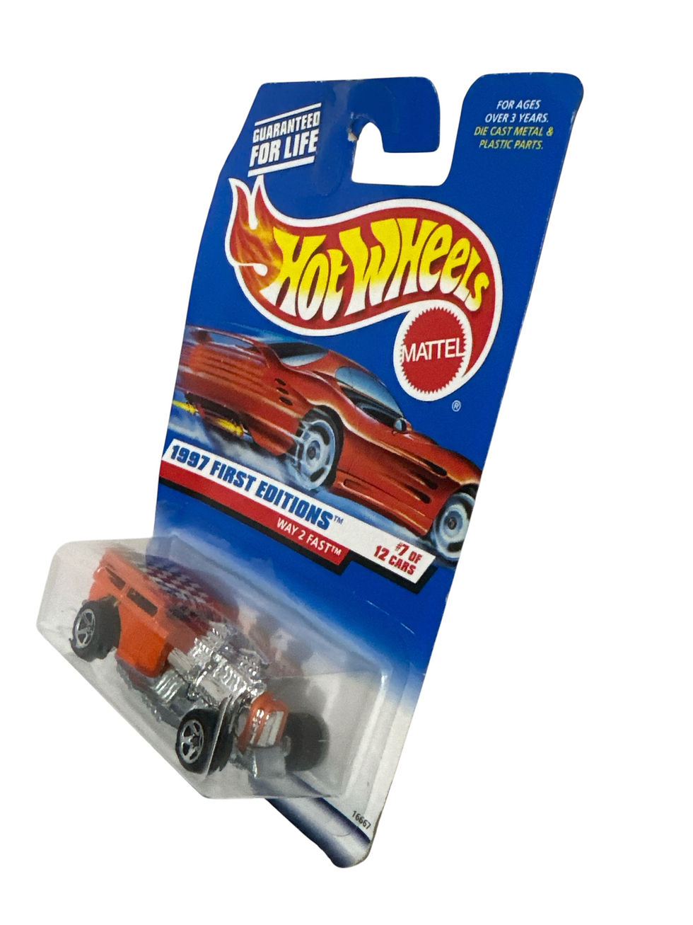 1997 Hot Wheels First Editions 7/12 WAY 2 FAST Orange Unpainted Base Thailand