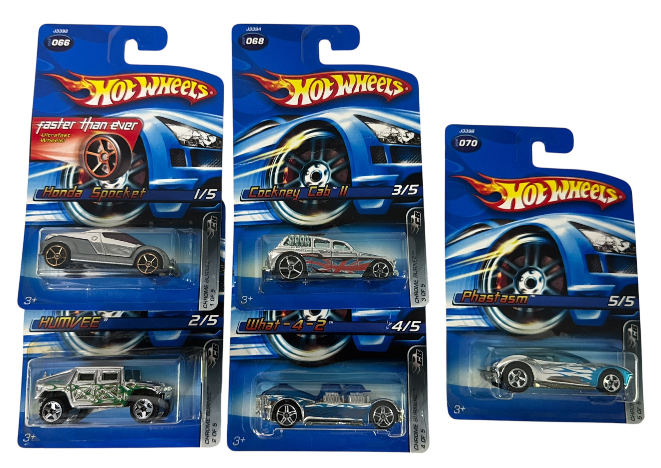 2005 Hot Wheels Faster Than Ever & Normal Chrome Burnerz Honda Spocket Lot Of 5