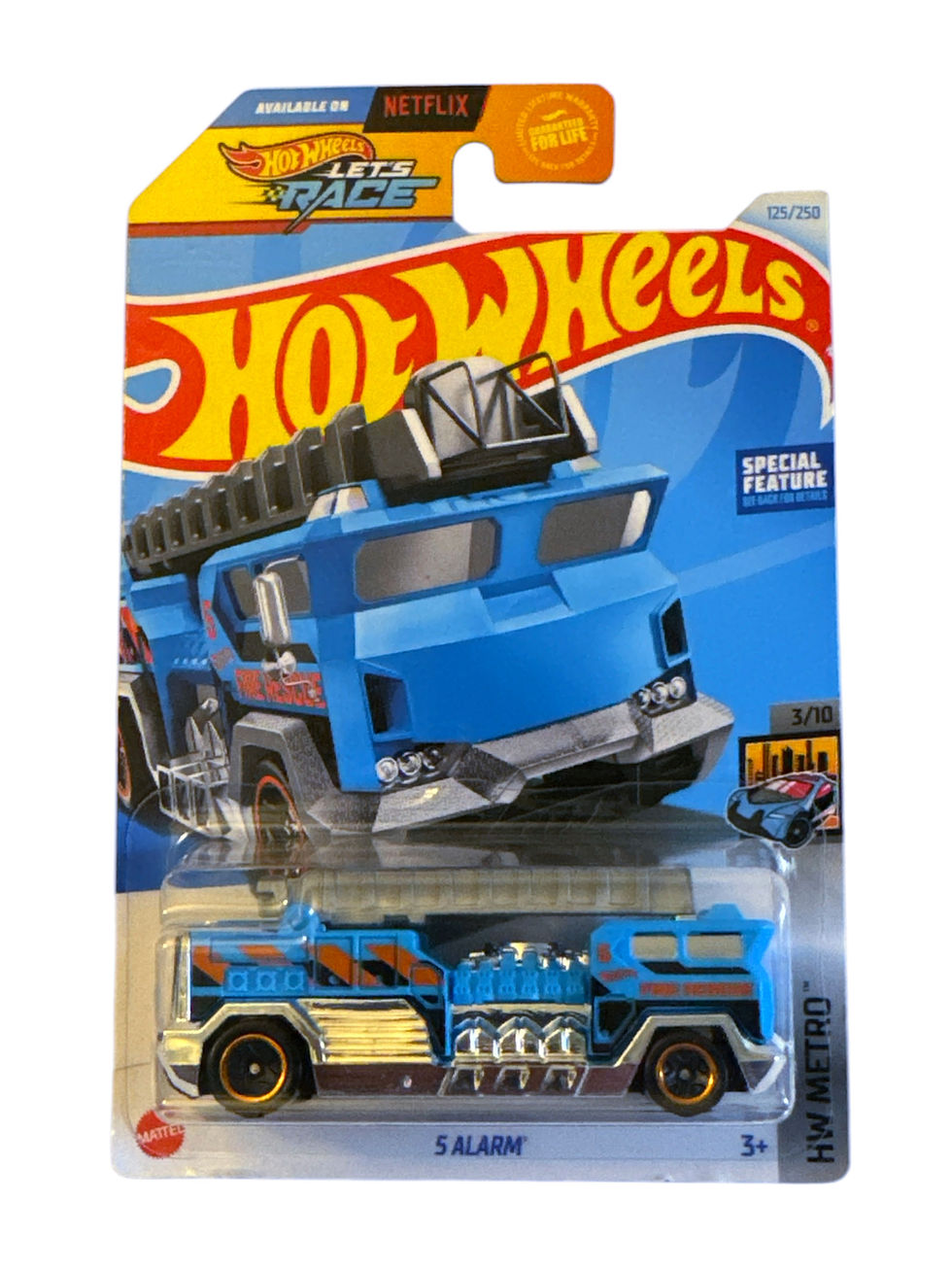Thumbnail: Hot Wheels Let's Race HW Metro 3/10 5 Alarm 125/250 Special Feature Blue (FS)