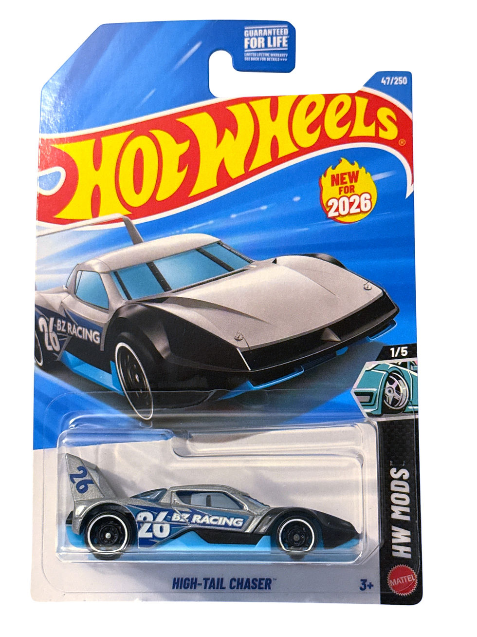 Hot Wheels High-Tail Chaser 47/250 HW Mods 1/5 New Silver/Blue