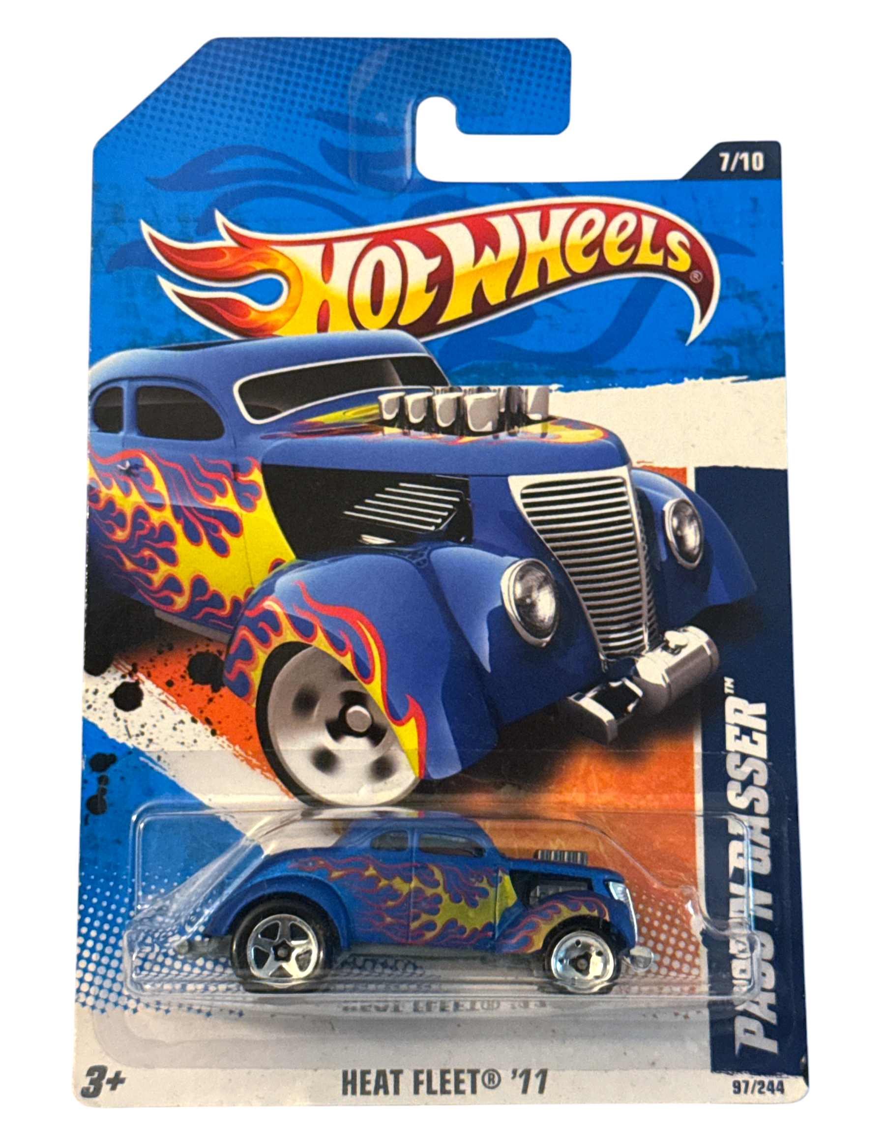 2011 Hot Wheels Pass N Gasser Blue Flames Heat Fleet 7/10 T9804 #097