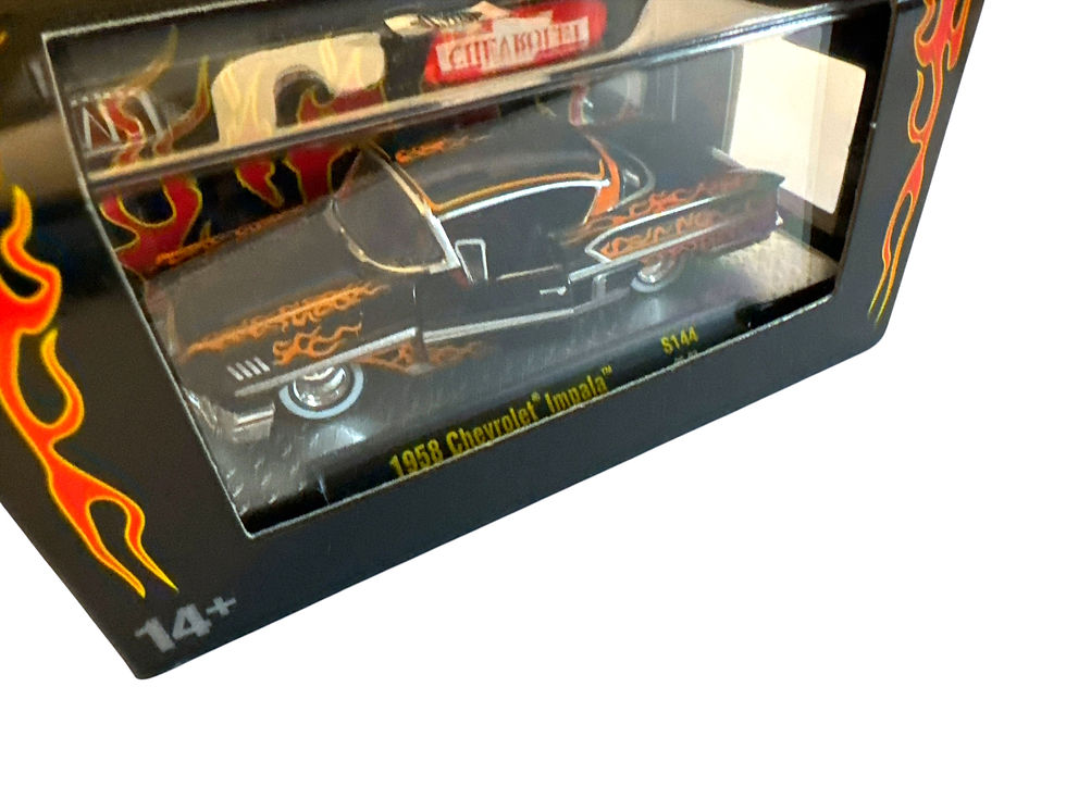 Miniatura: NEW 2026 M2 Machines - Chevy *1958 CHEVROLET IMPALA* Black W/Flames # S 144